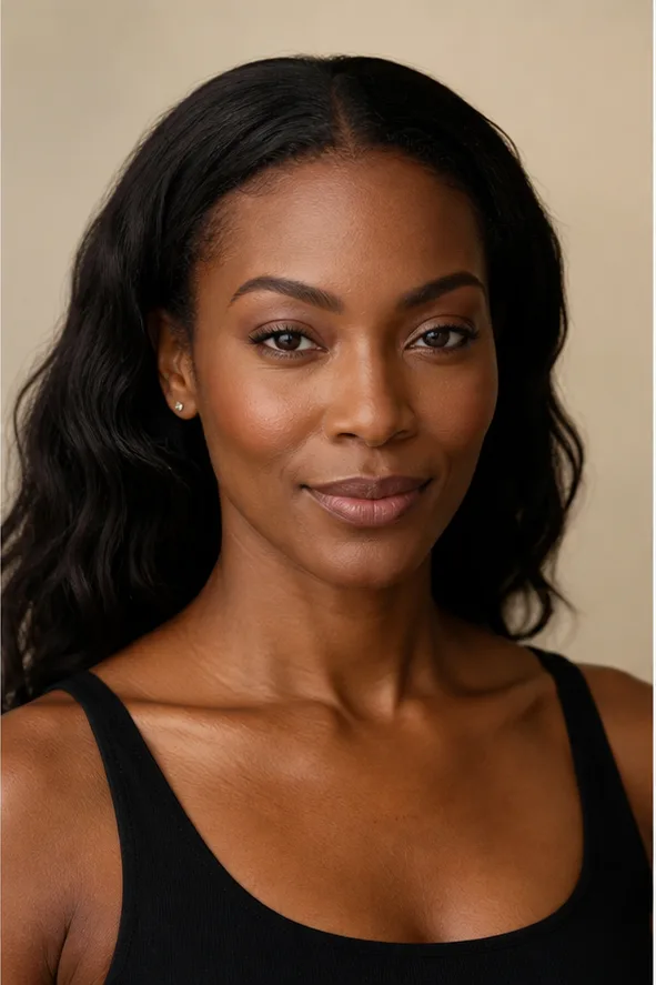 Face identity reference: an adult Black woman with high cheekbones and a calm expression