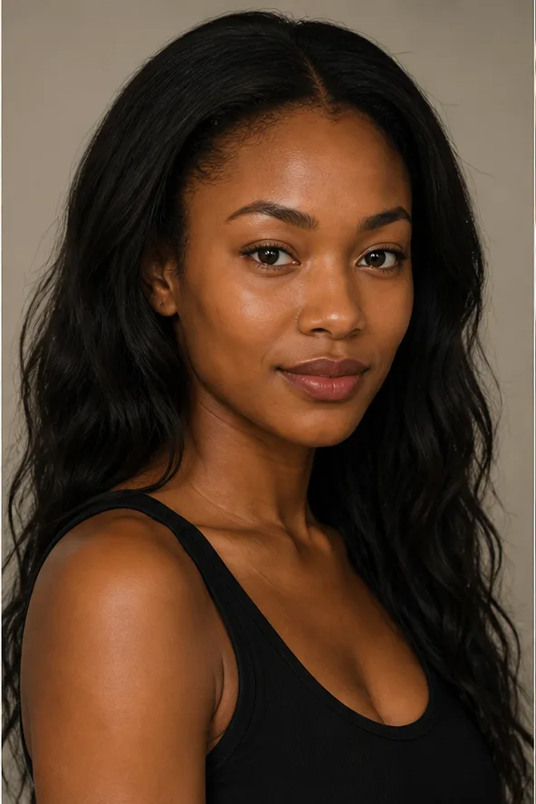 Face identity reference: an adult Black woman with high cheekbones and a calm expression