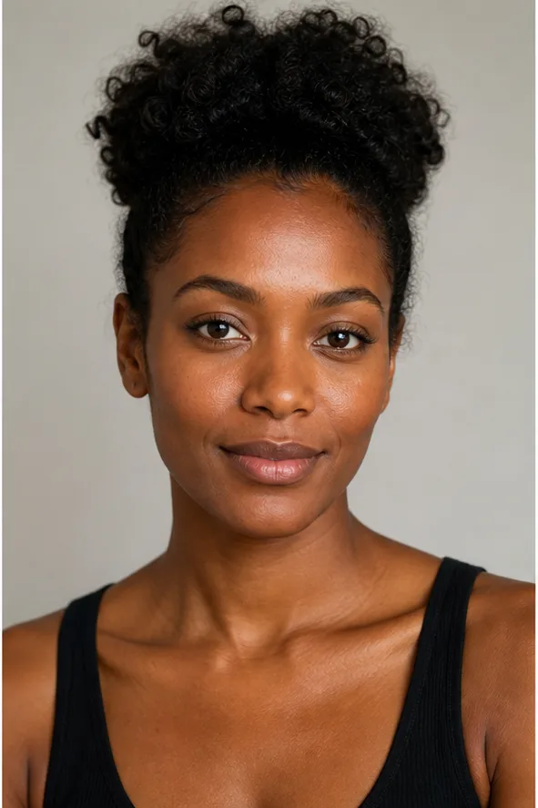 Face identity reference: an adult Black woman with high cheekbones and a calm expression