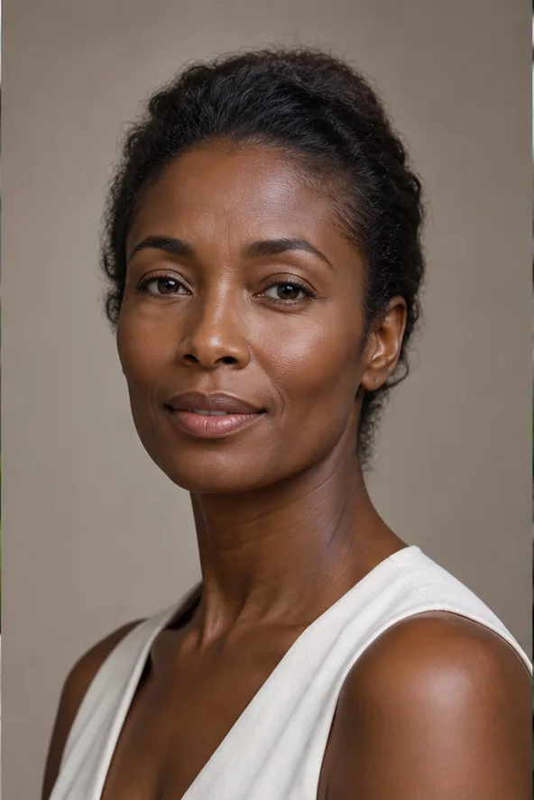 Face identity reference: an adult Black woman with high cheekbones and a calm expression