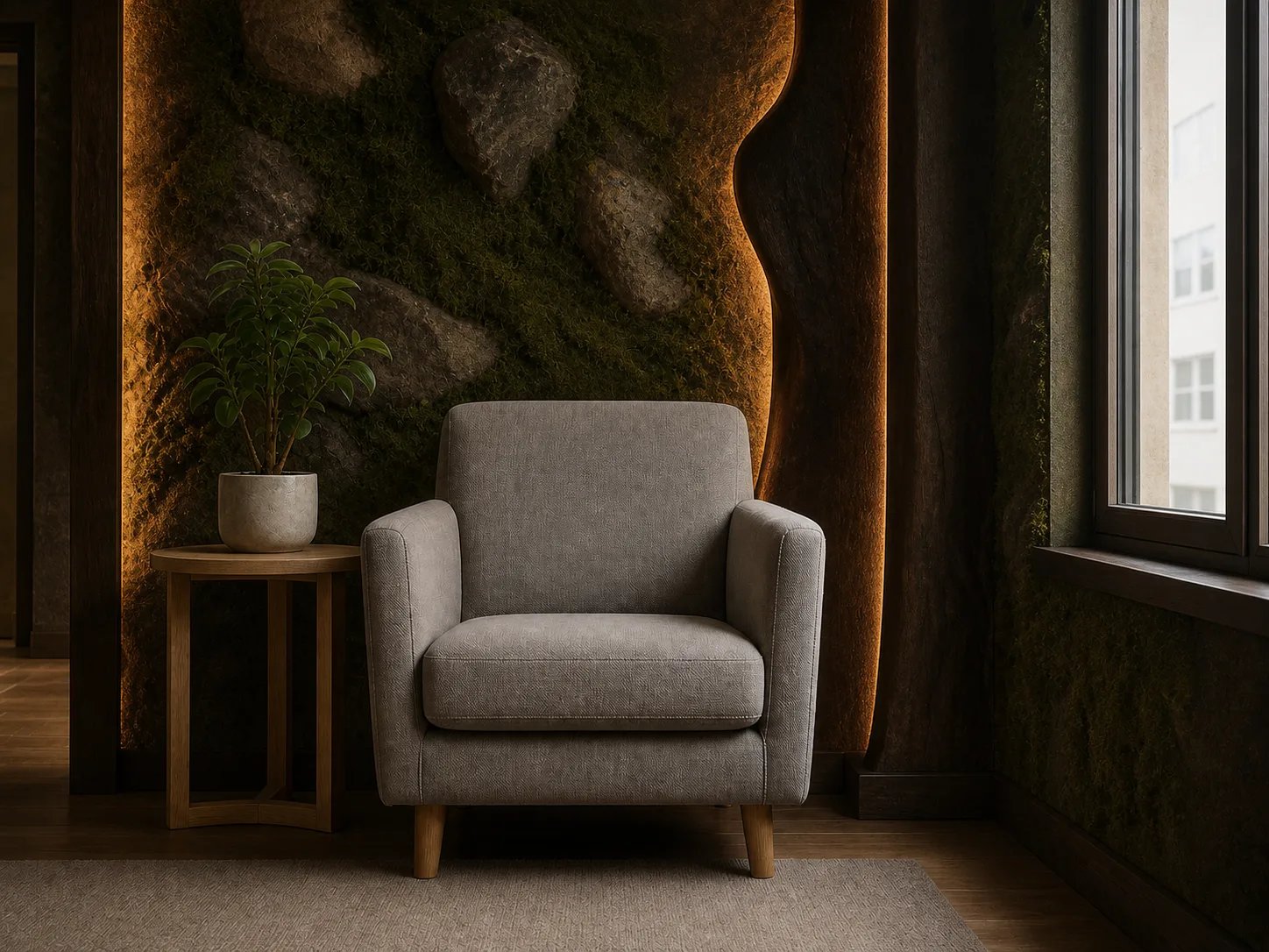 Reading nook transformed into a biophilic interior